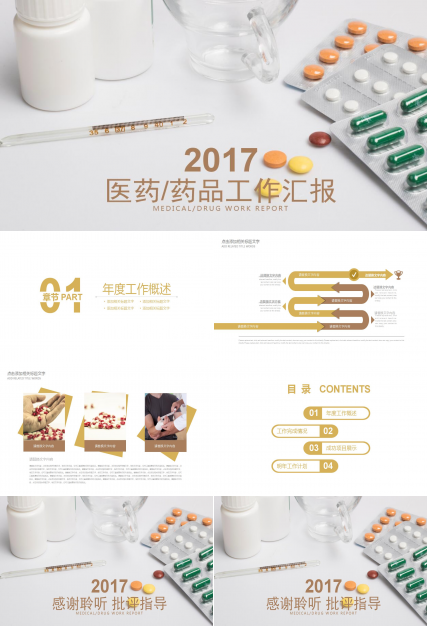 淡雅简洁医药销售工作汇报ppt模板