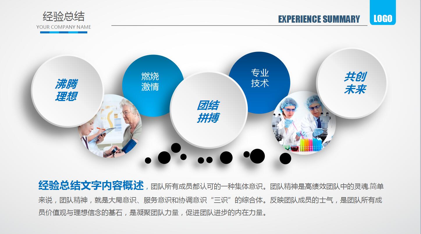 简约蓝色医疗行业工作总结ppt模板