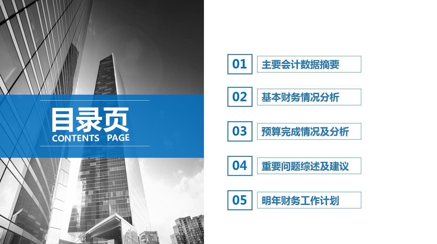 时尚蓝色欧美风财务年终总结ppt模板