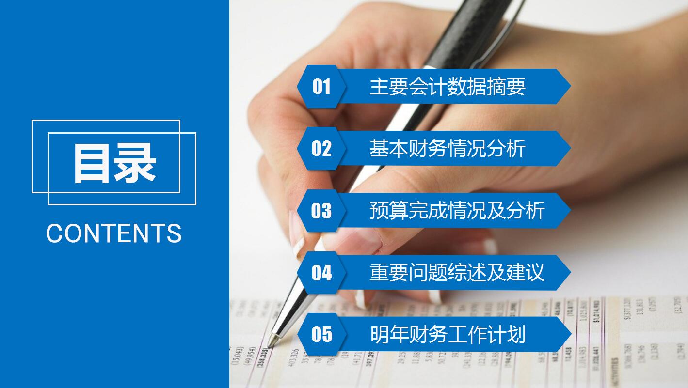 蓝色高端财务工作总结ppt模板