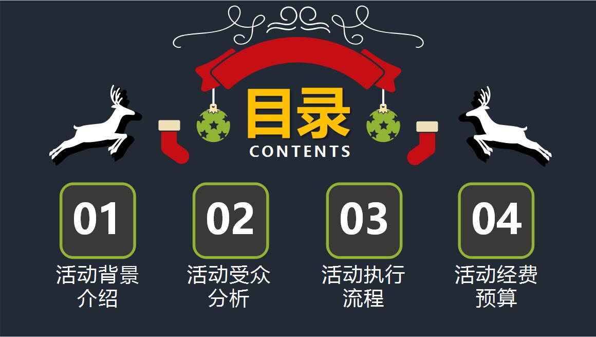 黑色简约时尚圣诞节活动策划PPT模板