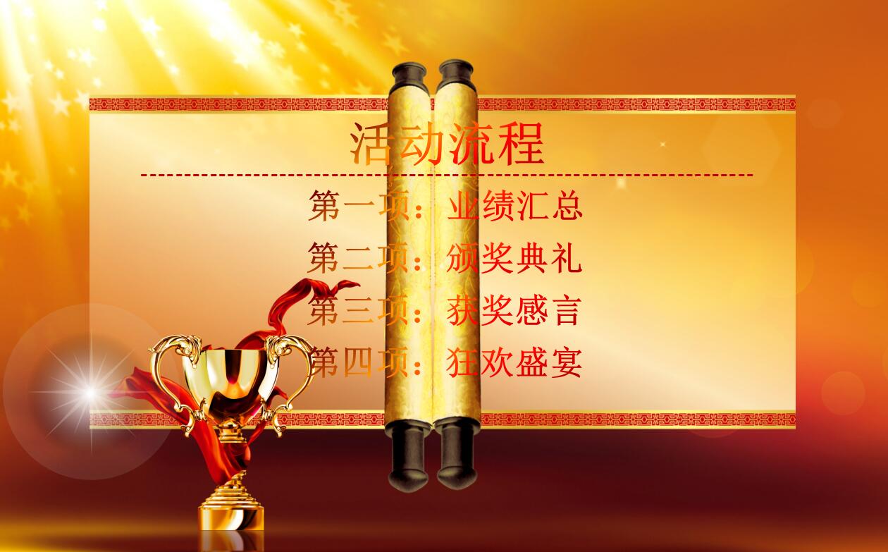 创意金色年会颁奖典礼表彰优秀员工ppt动态模板