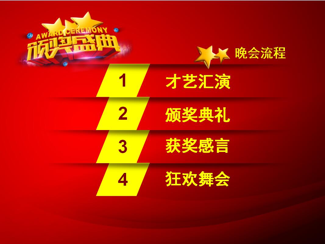 红色喜庆简洁公司年会颁奖典礼动态ppt模板