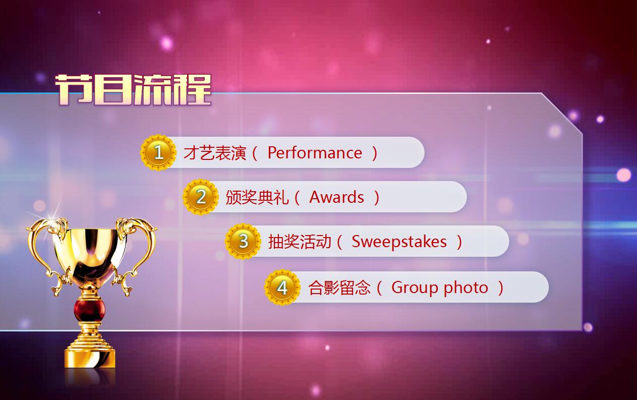 紫色精美公司年终颁奖典礼动态ppt模板