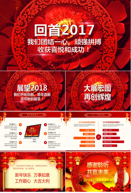 红色大气公司年会颁奖典礼年度总结动态ppt模板