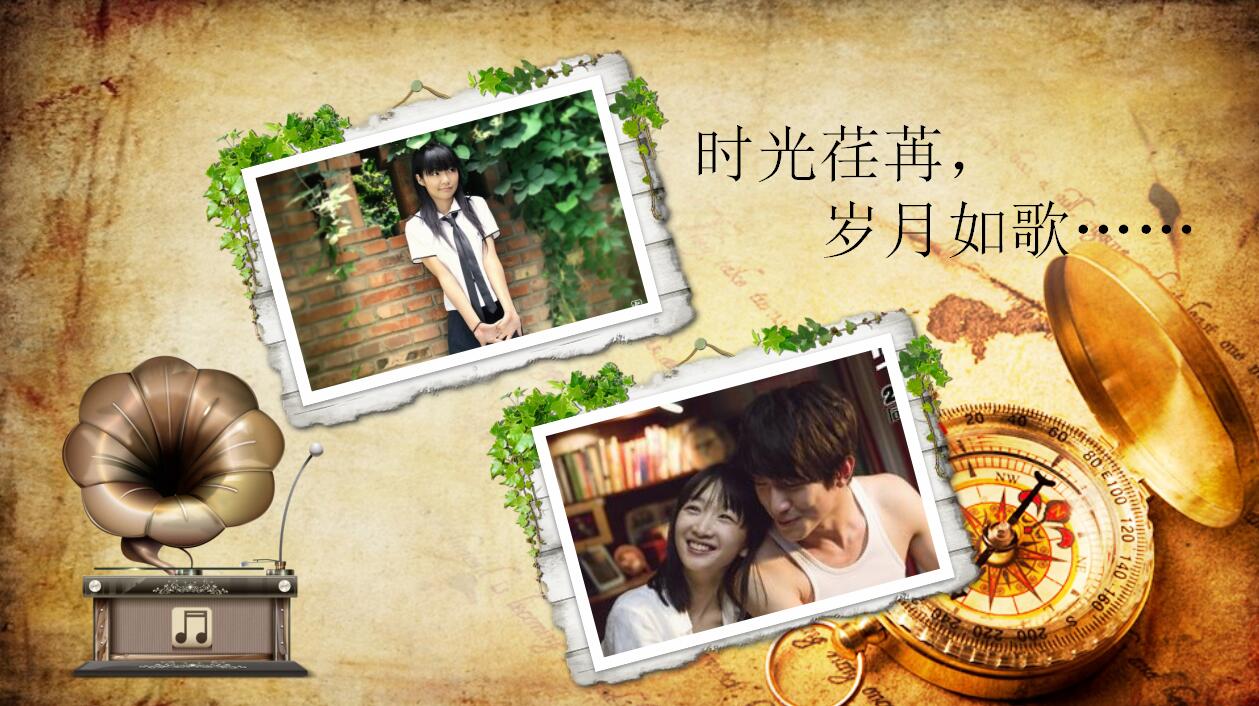 复古怀旧同学聚会电子相册动态ppt模板