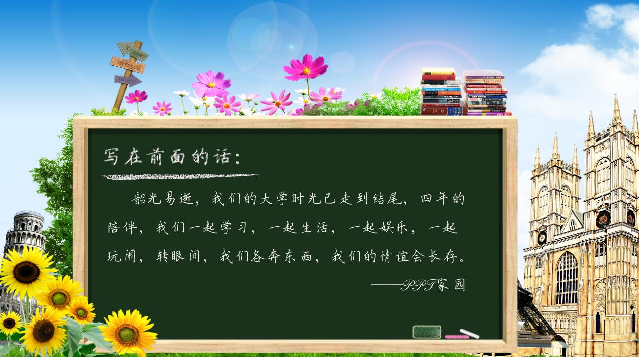 精美创意致青春大学毕业纪念册动态ppt模板