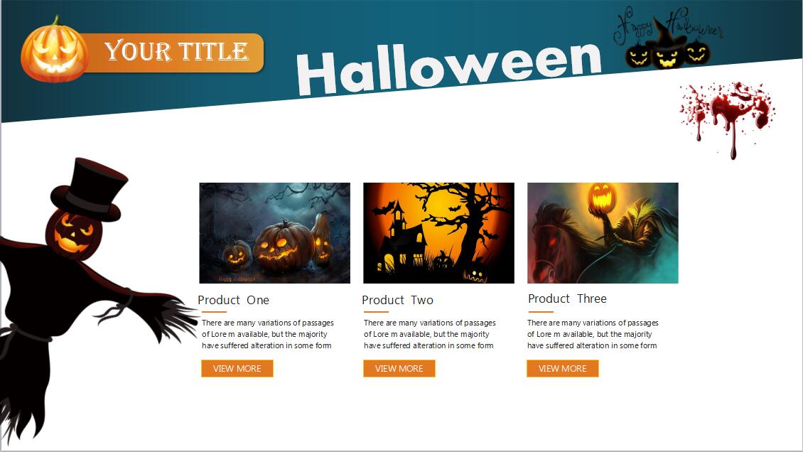 蓝色英文简约万圣节活动策划PPT模板