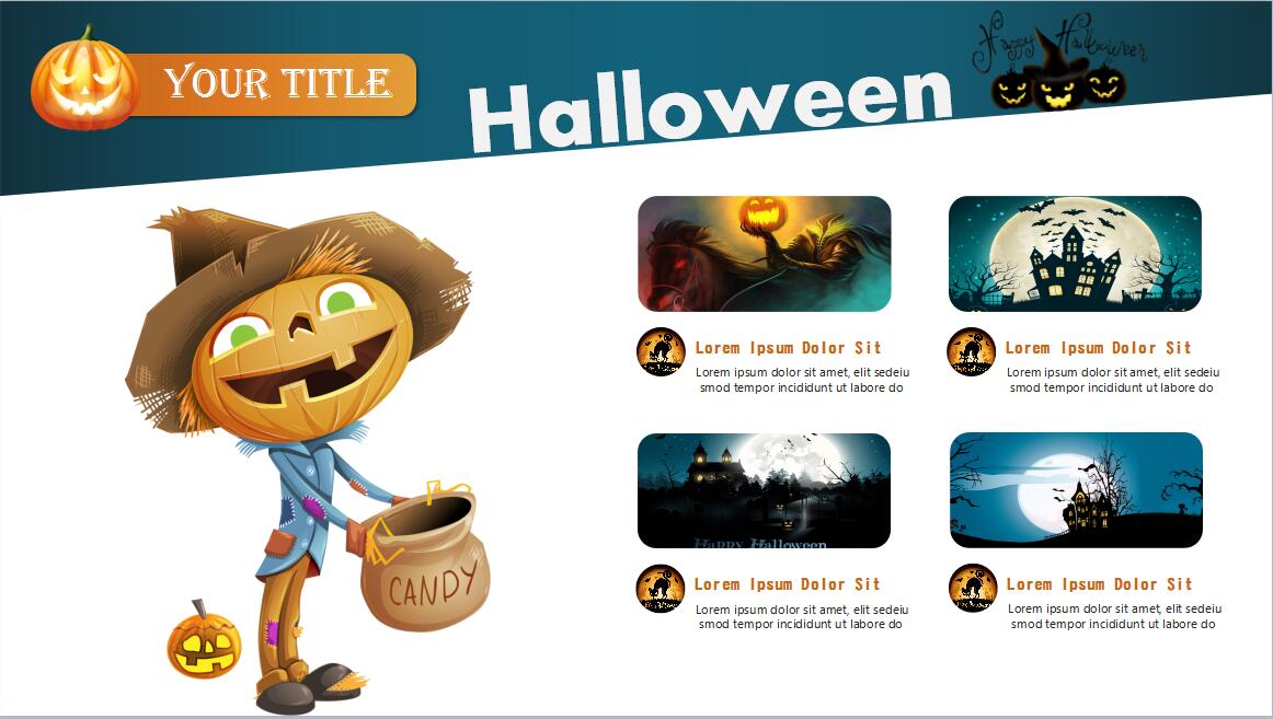 蓝色英文简约万圣节活动策划PPT模板