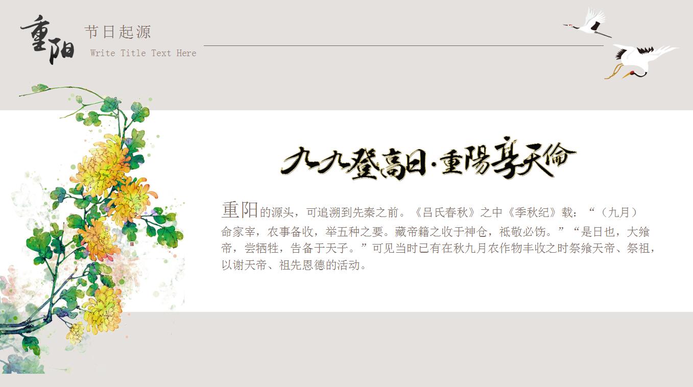 简洁清新重阳节主题教育ppt模板