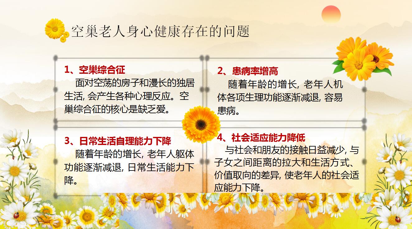 中国风重阳节活动关爱空巢老人ppt模板