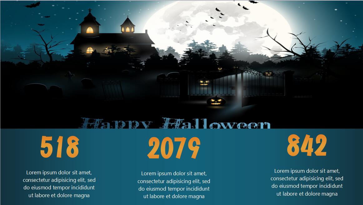 蓝色英文简约万圣节活动策划PPT模板