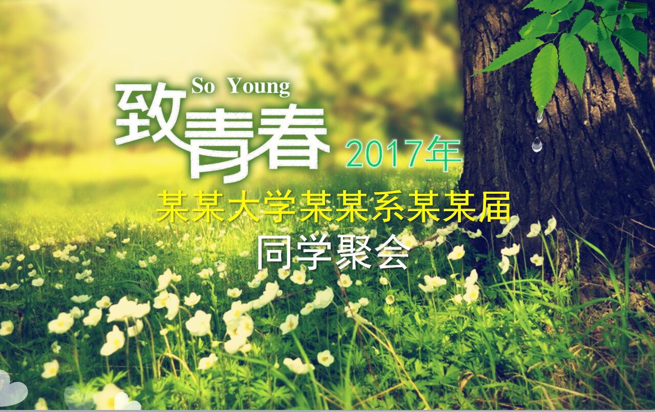 绿色简洁致青春同学聚会ppt模板