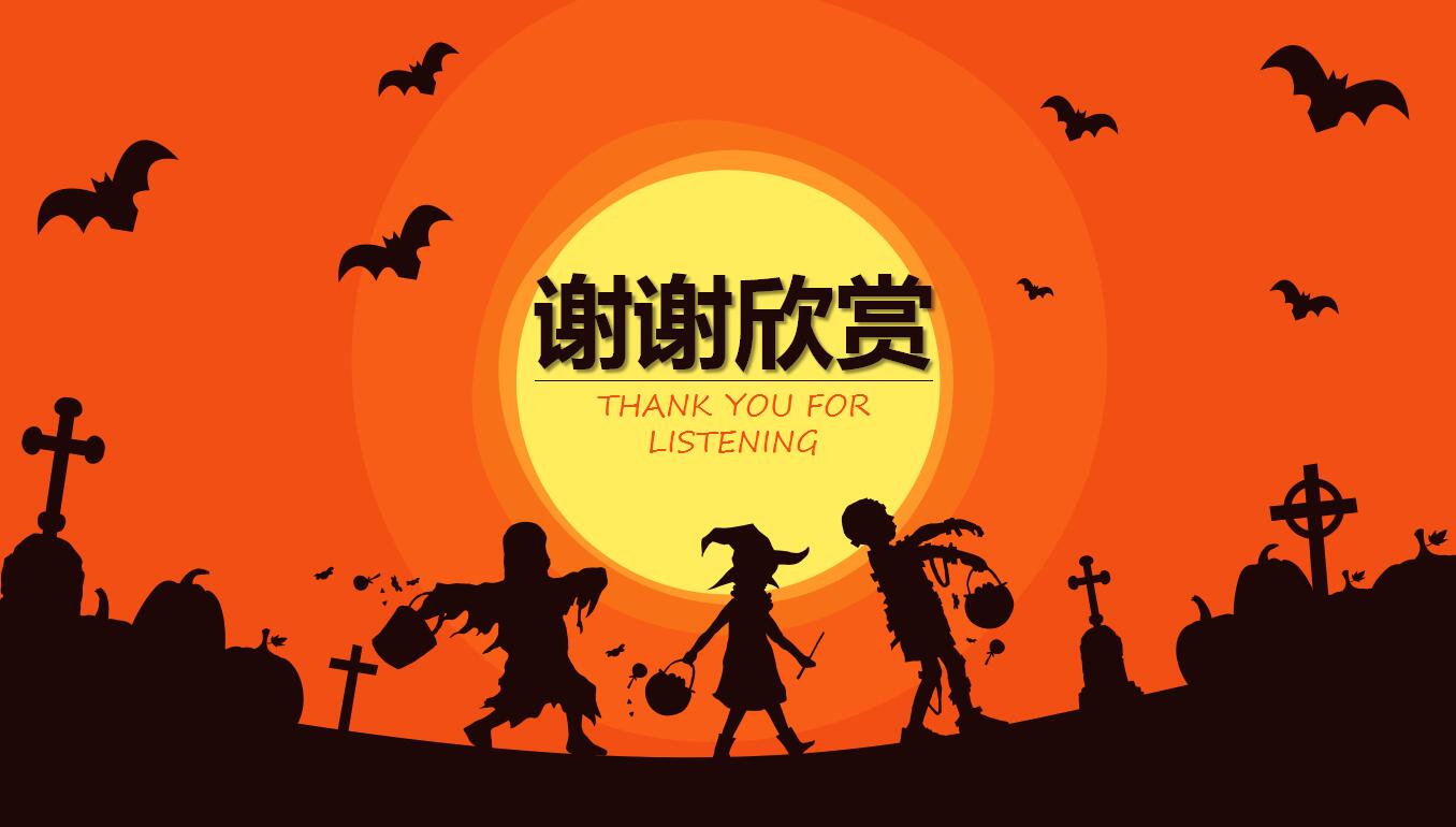 精美橙色万圣节之夜活动策划ppt模板