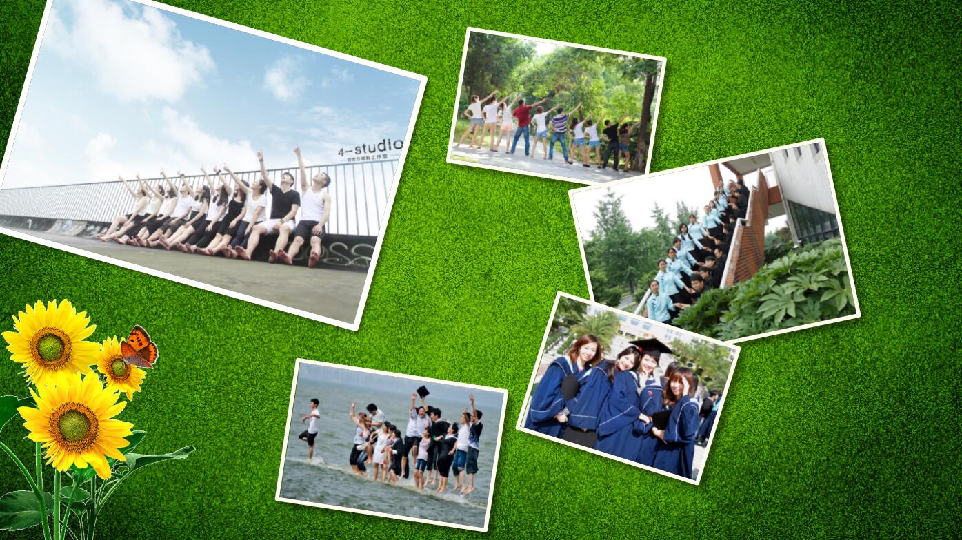 绿色精美毕业怀旧青春纪念册ppt模板