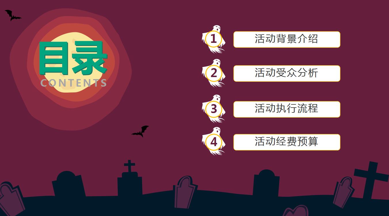 简洁卡通万圣节活动晚会策划ppt模板