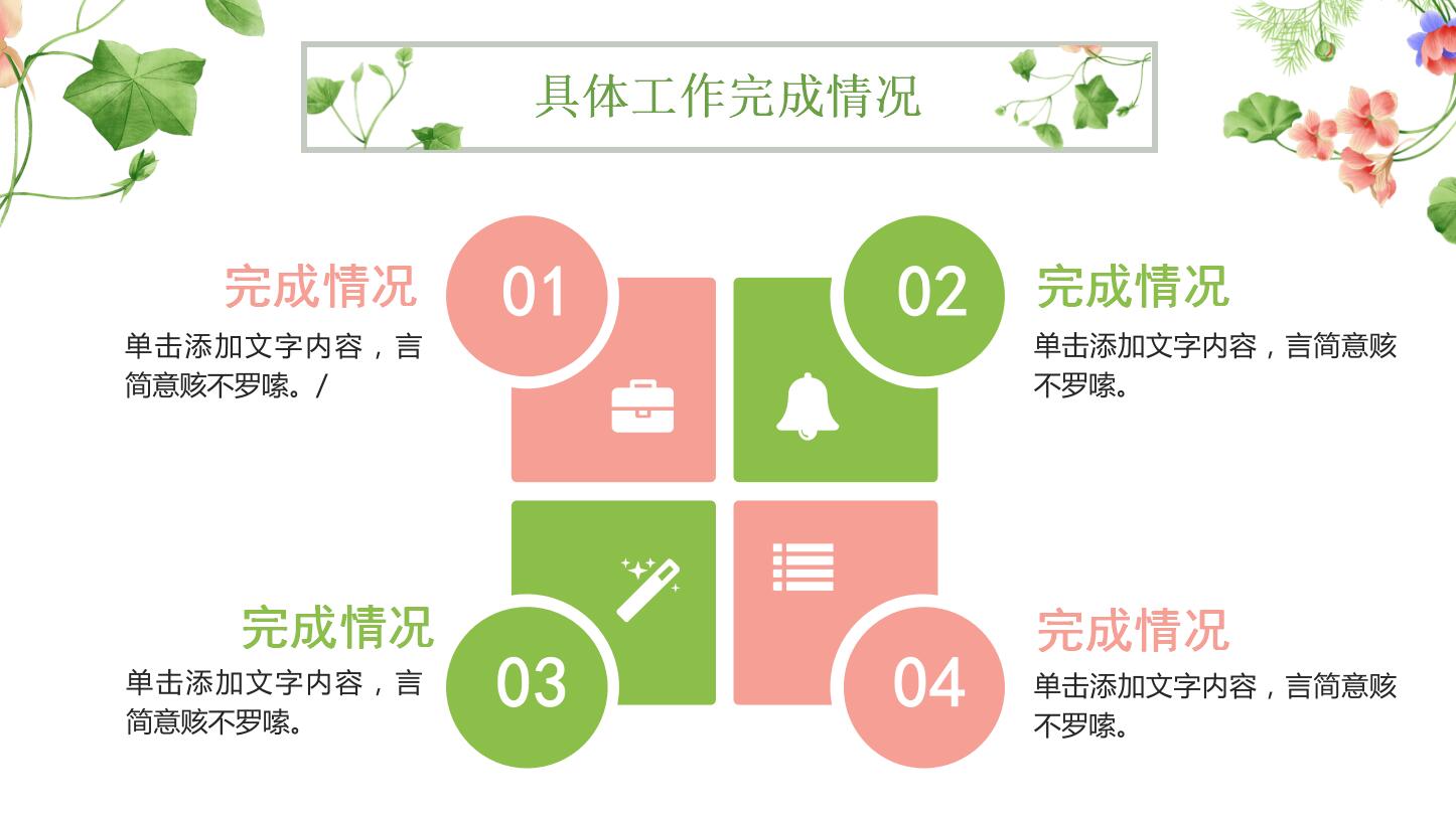 绿色清爽夏日花朵绿叶岗位竞聘动态ppt模板