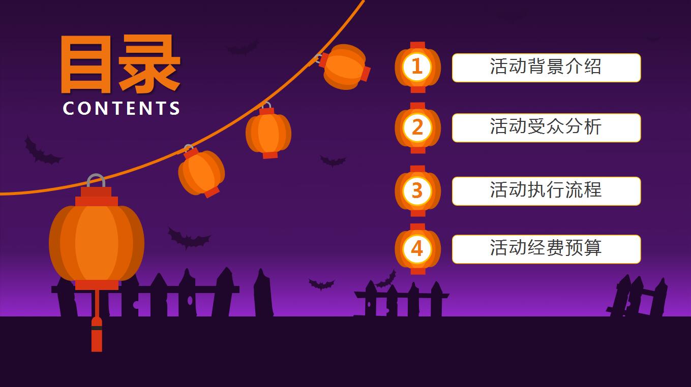 时尚大气紫色万圣节狂欢派对活动策划PPT模板
