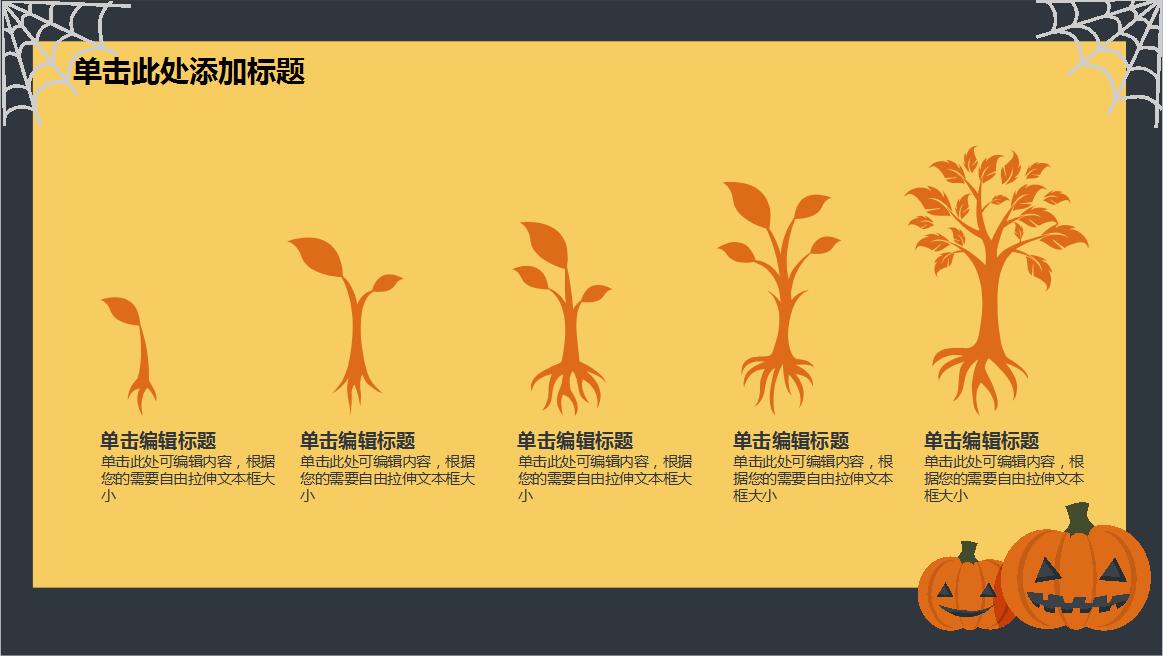 橙色简约时尚万圣节活动策划PPT模板