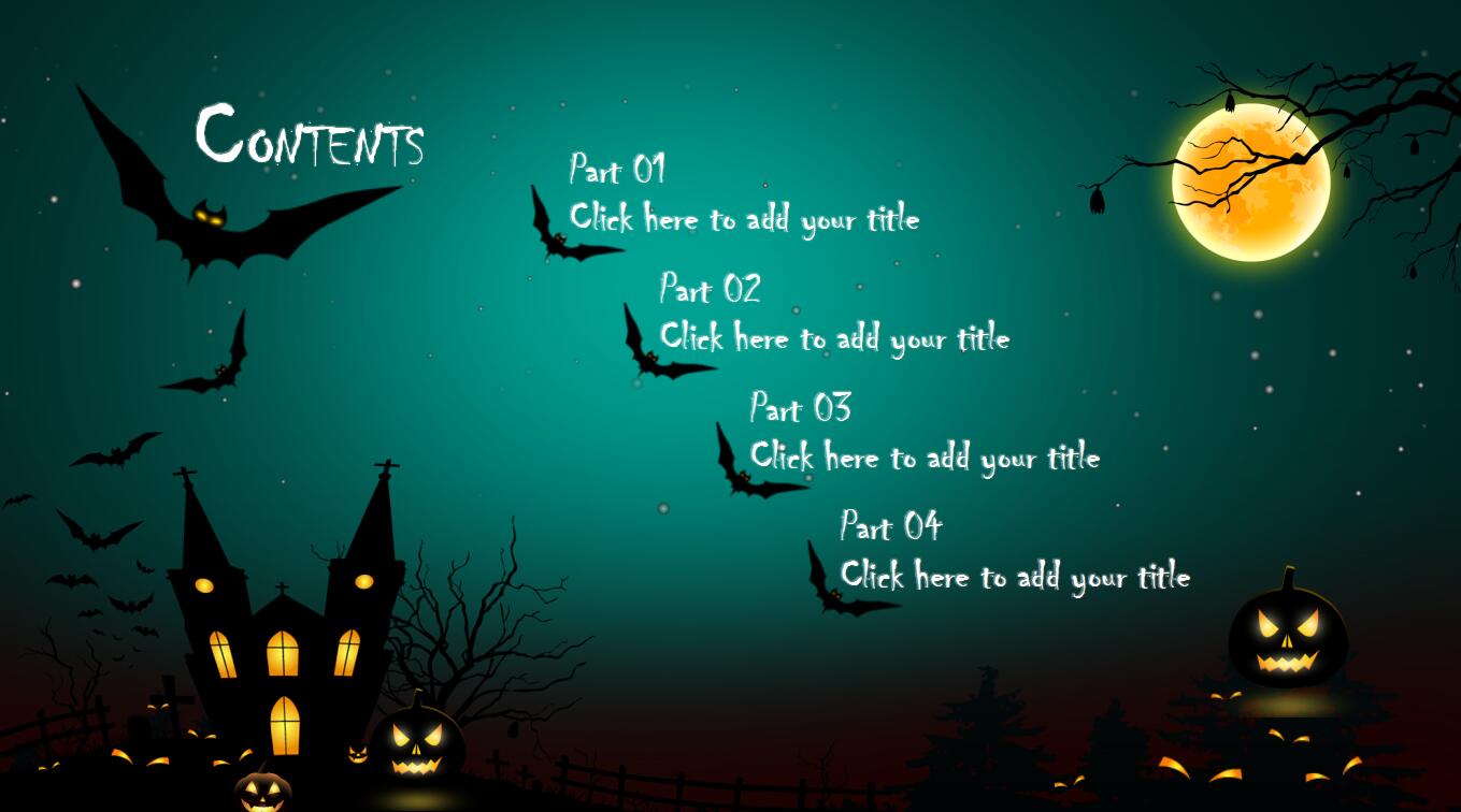 暗黑系简约恐怖英文万圣节活动ppt模板