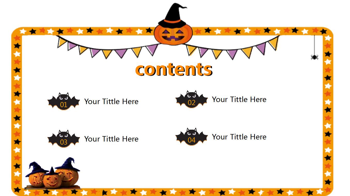 英文卡通简约万圣节主题汇报ppt模板