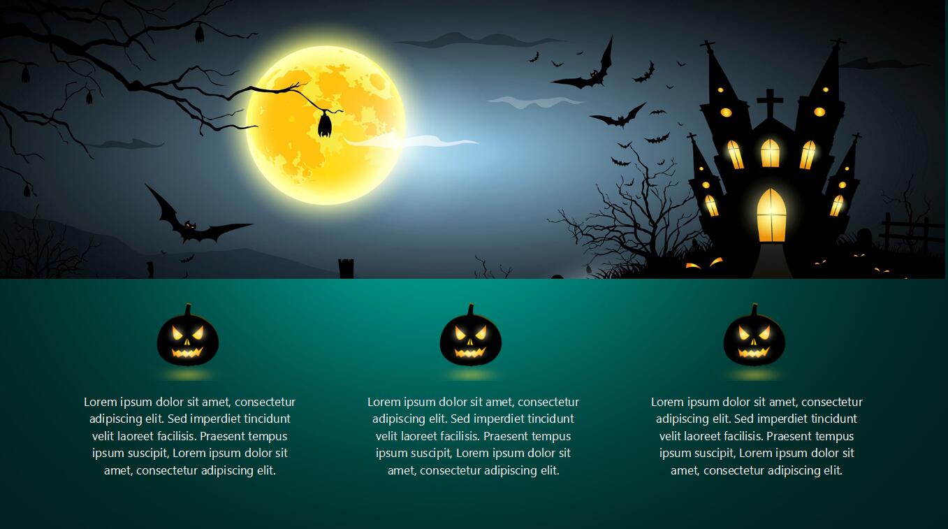 暗黑系简约恐怖英文万圣节活动ppt模板