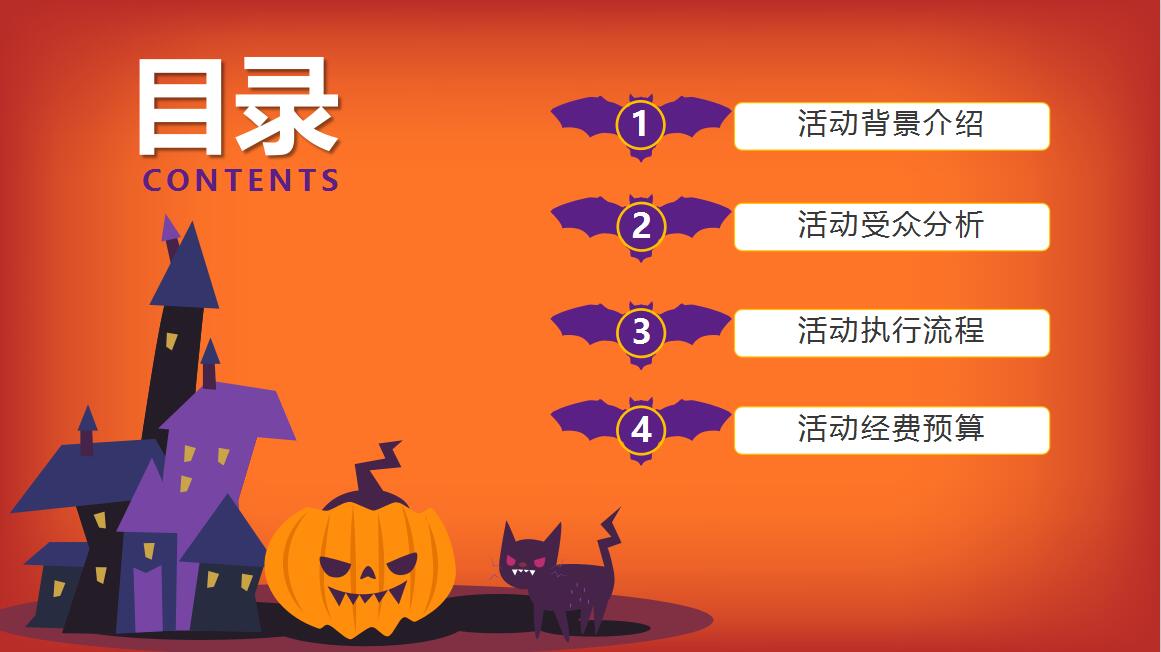 橙色时尚小清新万圣节活动策划PPT模板