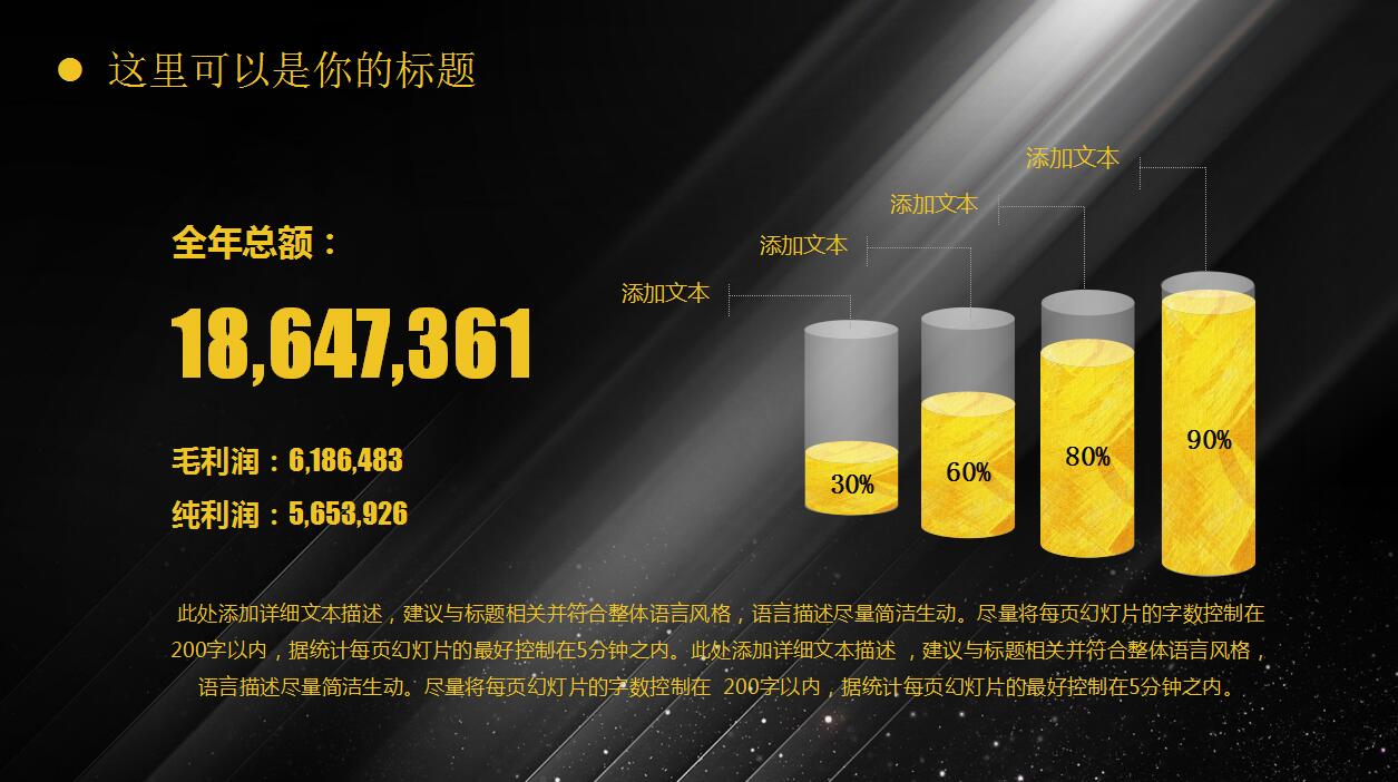 简洁黑色年终工作总结商务汇报ppt模板