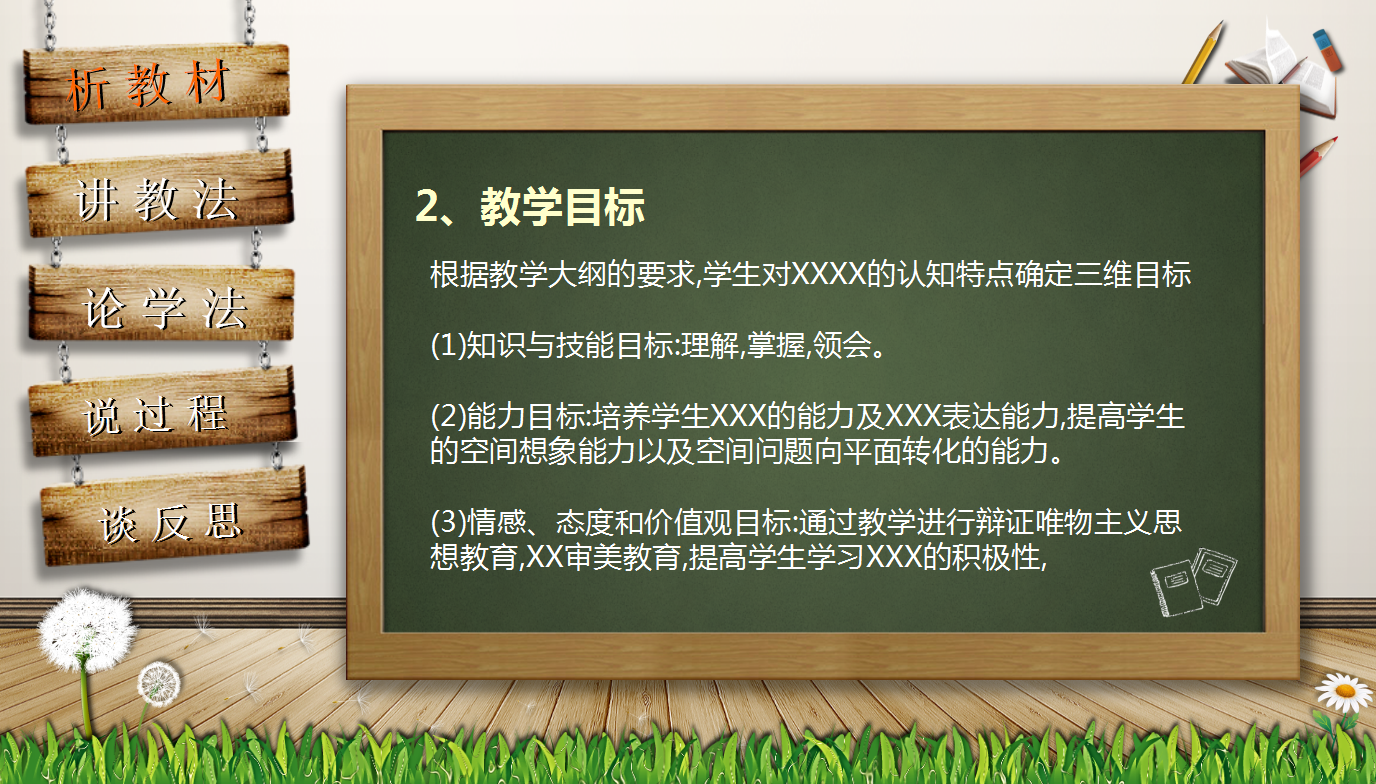 可爱卡通黑板教师通用说课ppt模板