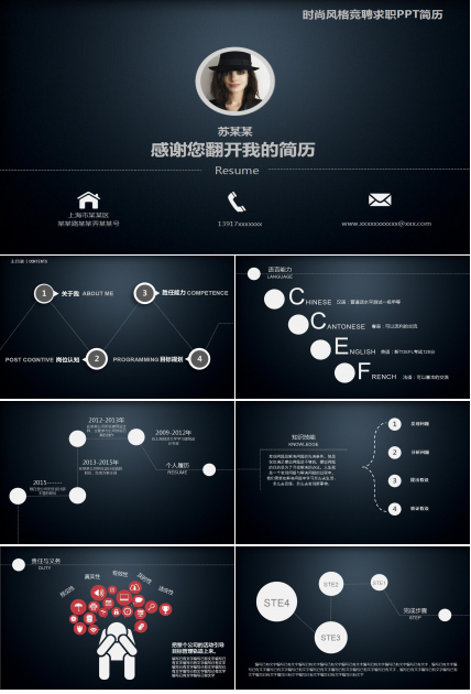 时尚简约个人求职简历岗位竞聘ppt模板