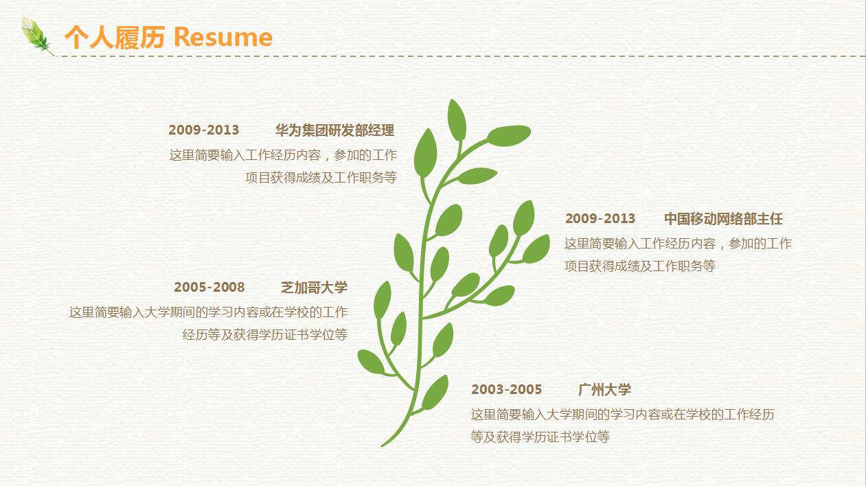 清新时尚大气个人求职简历岗位竞聘ppt模板