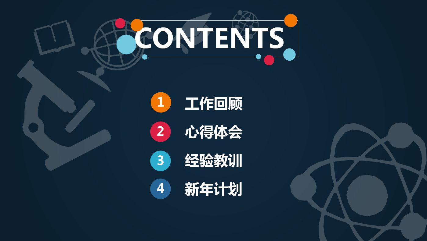 现代蓝色简约圆圈教学工作报告ppt模板