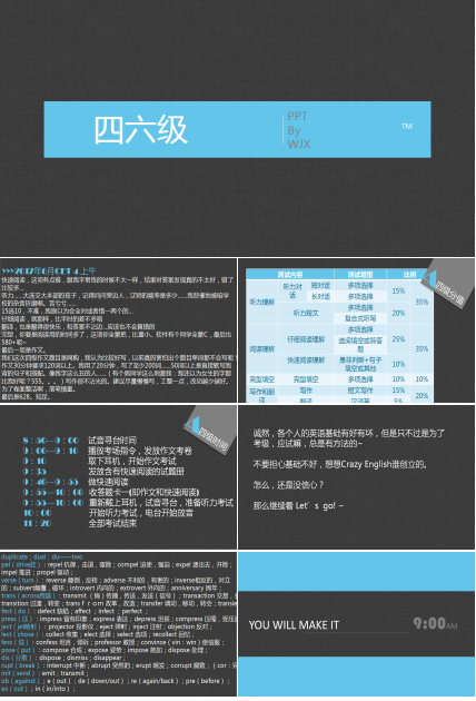 黑色简约现代英语四六级讲座PPT模板