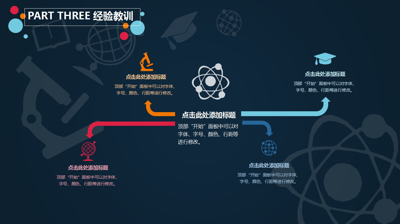 现代蓝色简约圆圈教学工作报告ppt模板