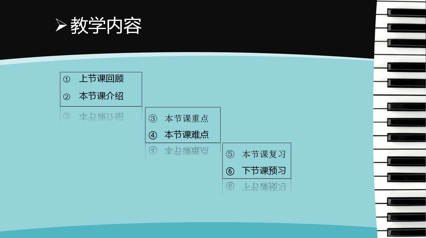 蓝色简约现代大气钢琴主题教学ppt模板