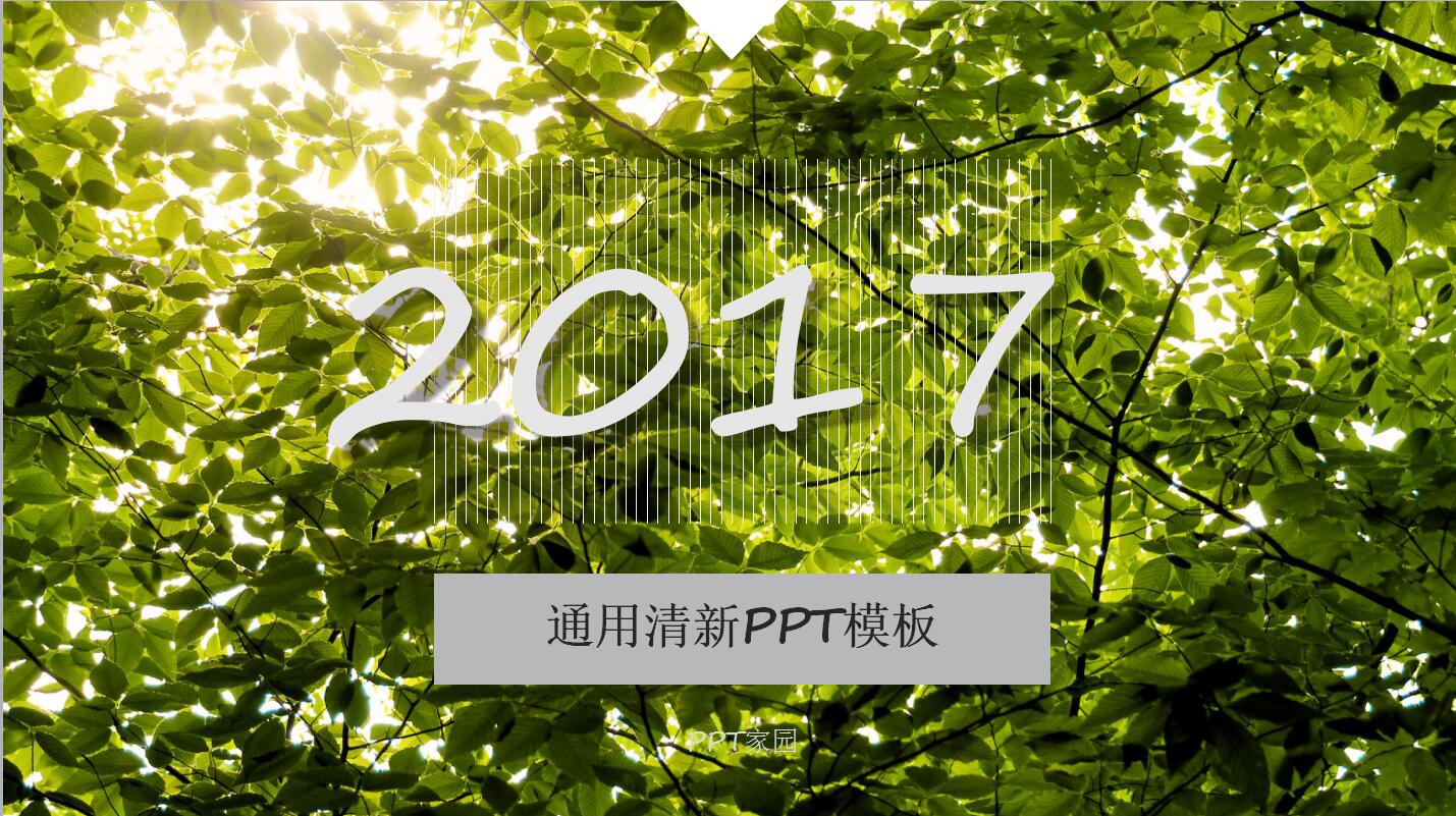 绿色树叶文艺唯美PPT通用模板