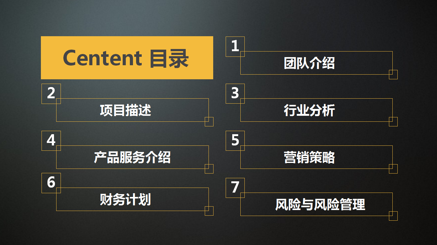 黑色简约商务通用商业创业计划书ppt模板