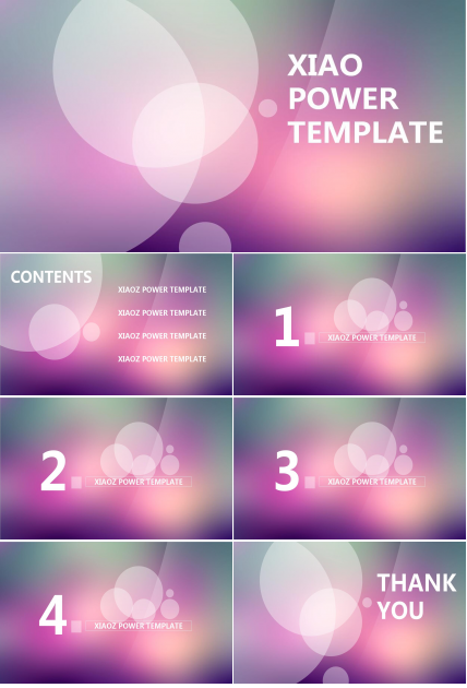经典紫色气泡ios风格商务PPT通用模板