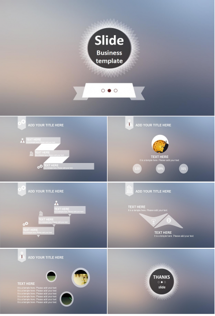 白色简约ios扁平风格商务PPT模板