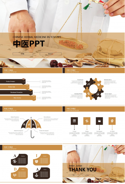 简洁大方现代中医工作总结汇报ppt模板