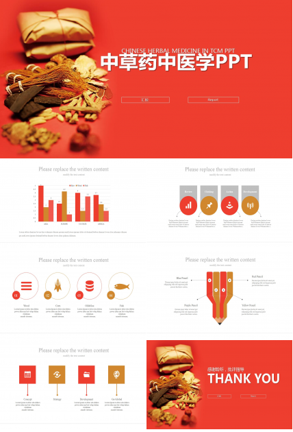 英文简洁中草药中医学工作汇报ppt模板