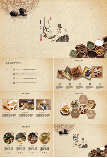 简约精美古典中国风中医ppt模板