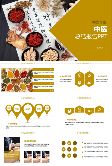 简洁大气现代中医养生总结报告ppt模板