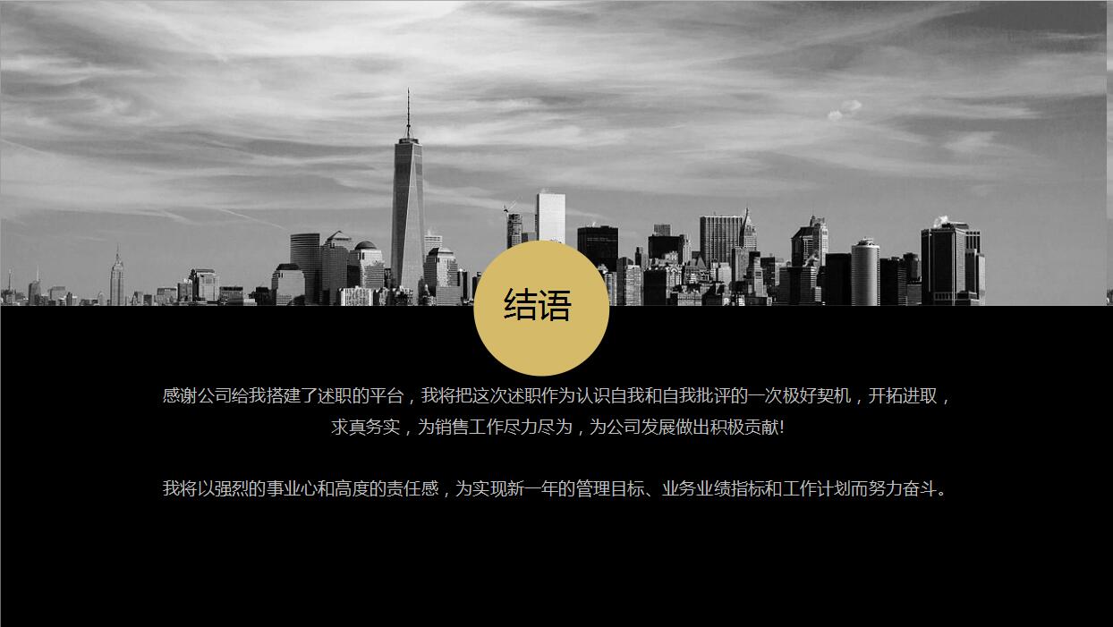 商务简约黑金风格年度述职报告PPT模板