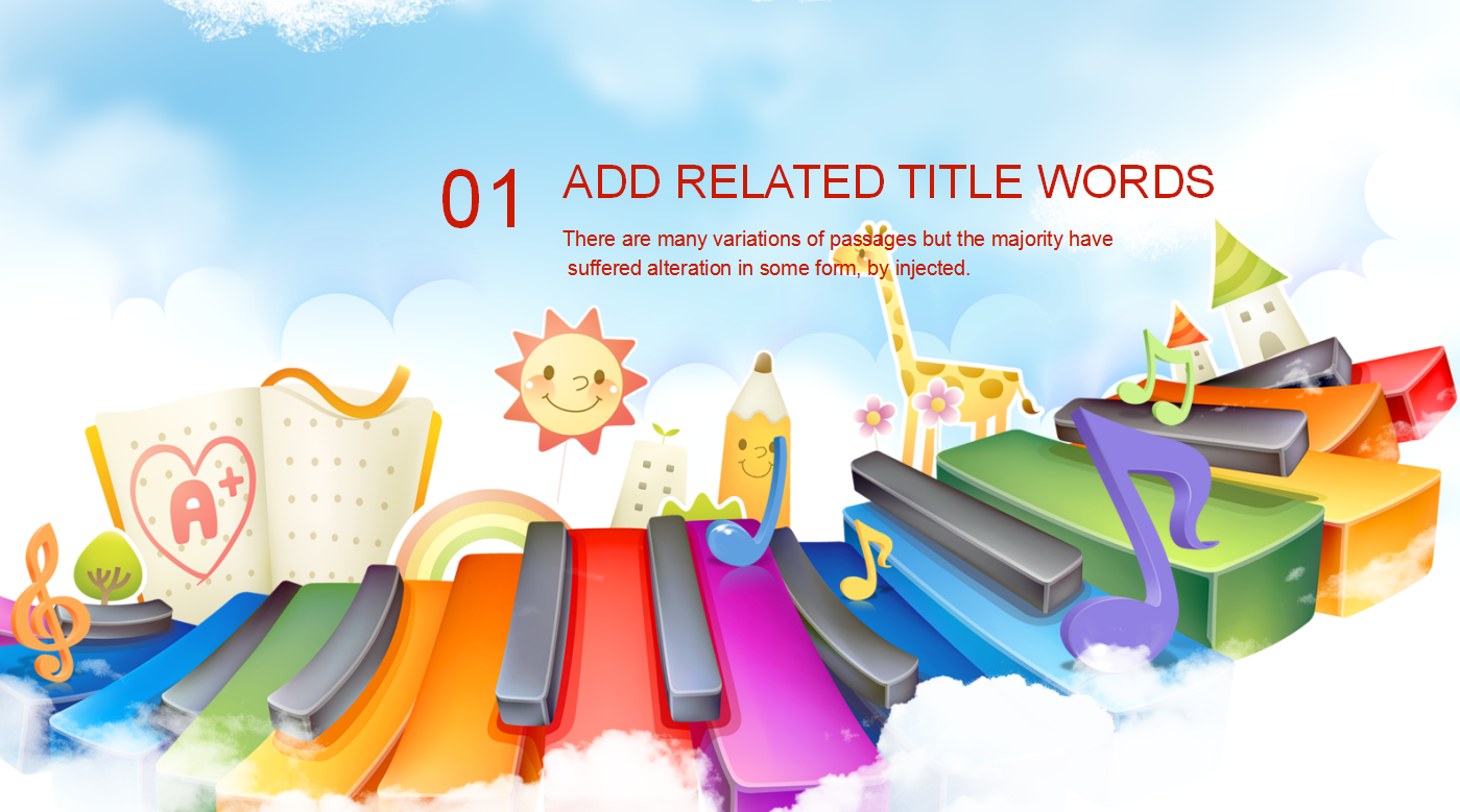 简约风卡通可爱儿童音乐ppt模板