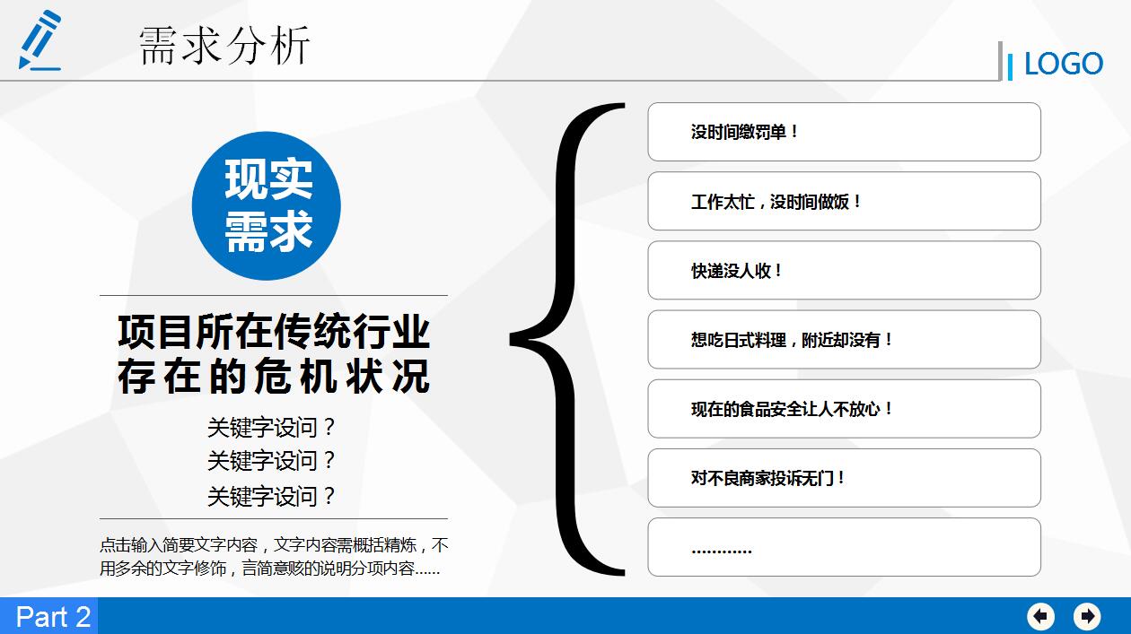 蓝色简约商务融资计划书创业计划书ppt模板