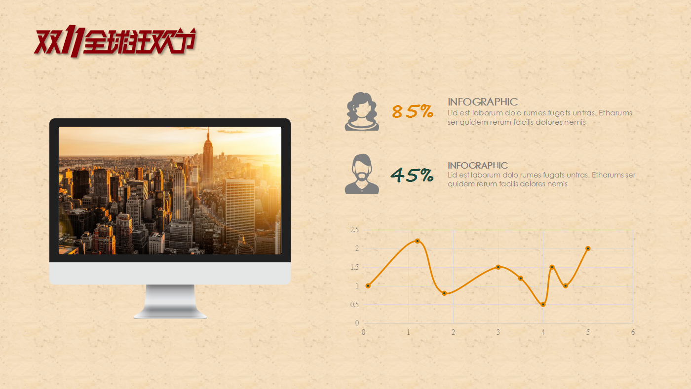 可爱精美卡通简约双十一活动ppt模板