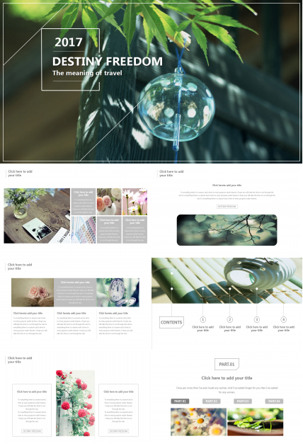 日式唯美小清新简约风景ppt模板