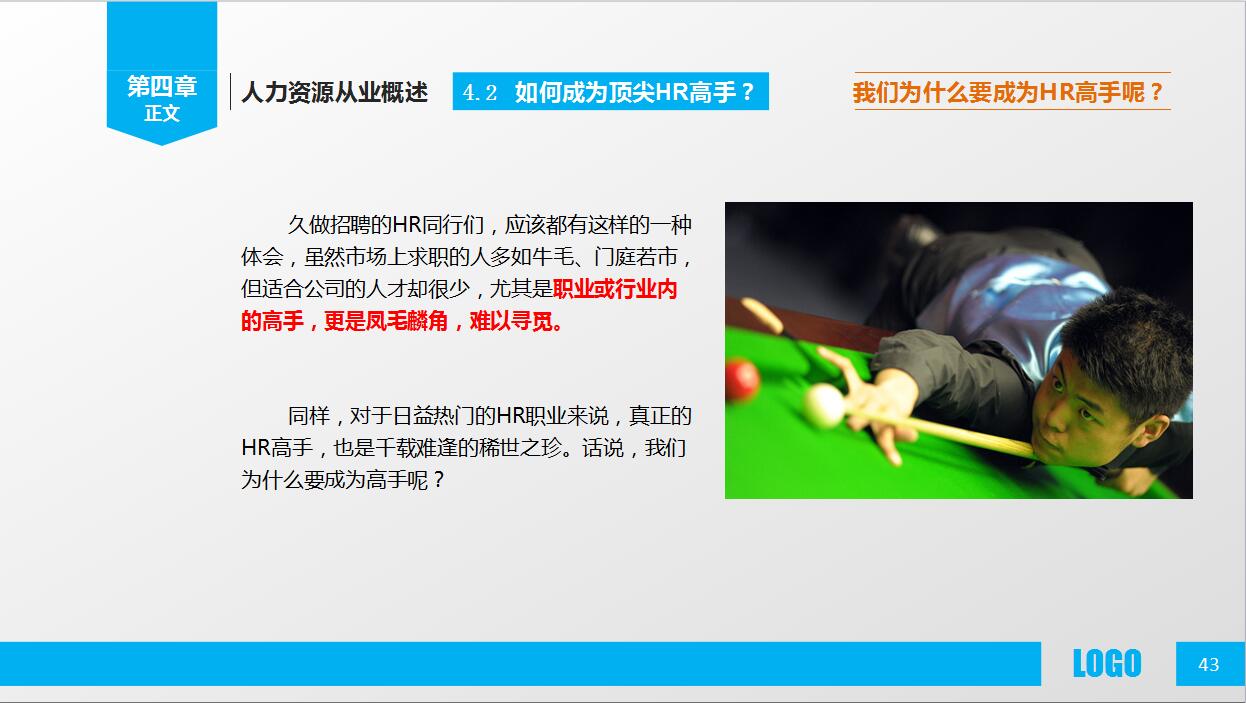 蓝色简约人力资源概述ppt模板