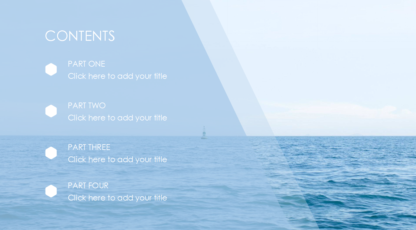 蓝色海洋小清新风景相册ppt模板